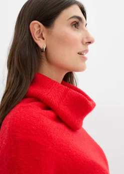 bonprix bonprix Vestido holgado de punto con cuello vuelto rojo lava Hot