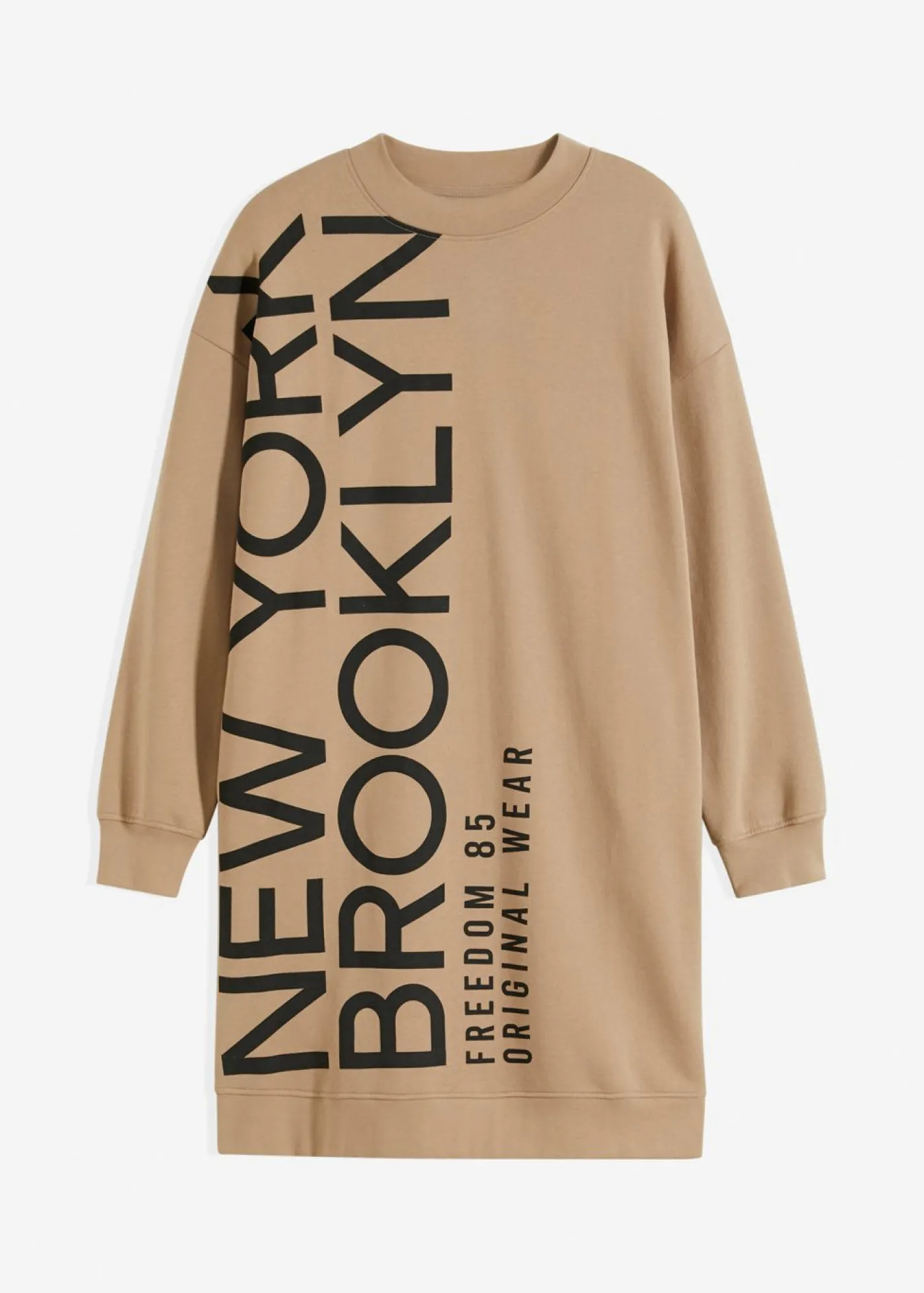bonprix bonprix Vestido holgado tipo sudadera en suave mezcla de algodón beige-kaki Online