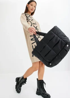 bonprix bonprix Vestido holgado tipo sudadera en suave mezcla de algodón beige-kaki Online