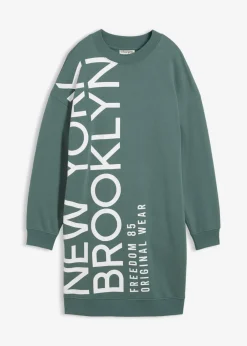 bonprix bonprix Vestido holgado tipo sudadera en suave mezcla de algodón Verde grisáceo Clearance