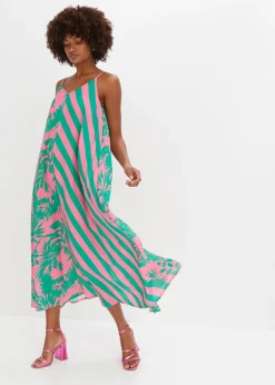 bonprix bonprix Vestido largo rosa caliente/verde New