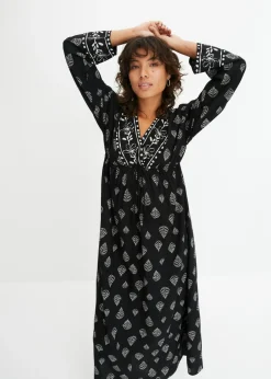 bonprix bonprix Vestido largo Negro-gris guijarro Discount