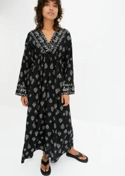 bonprix bonprix Vestido largo Negro-gris guijarro Discount