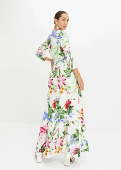 bonprix bonprix Vestido largo Blanco-rosa de flores Online