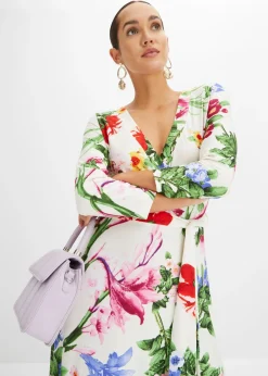 bonprix bonprix Vestido largo Blanco-rosa de flores Online