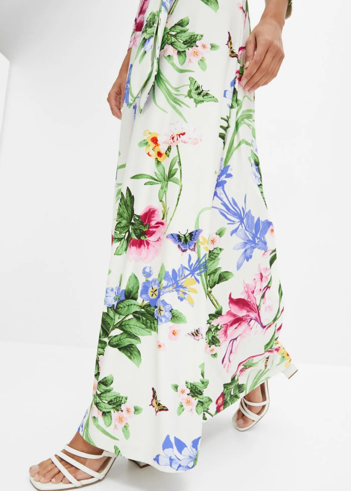 bonprix bonprix Vestido largo Blanco-rosa de flores Online