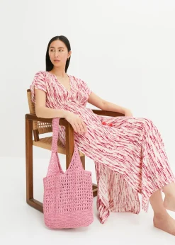bonprix bonprix Vestido largo violeta-crudo estampado Discount