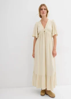 bonprix bonprix Vestido largo a capas de viscosa fluida Crudo Clearance