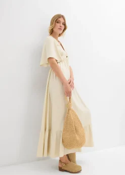 bonprix bonprix Vestido largo a capas de viscosa fluida Crudo Clearance