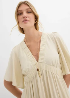 bonprix bonprix Vestido largo a capas de viscosa fluida Crudo Clearance