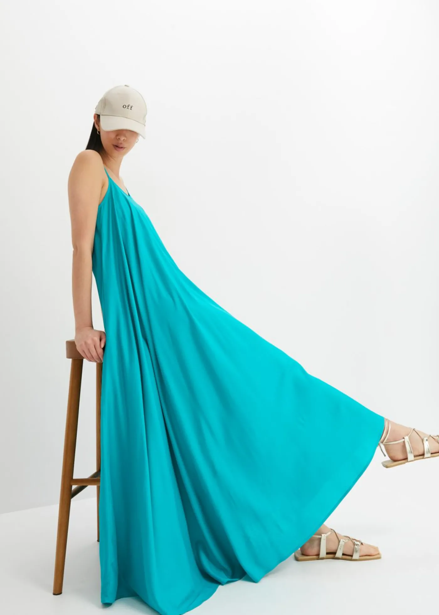 bonprix bonprix Vestido largo ancho Esmeralda Online