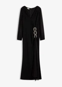 bonprix bonprix Vestido largo con aplicación de piedras brillantes Negro Outlet