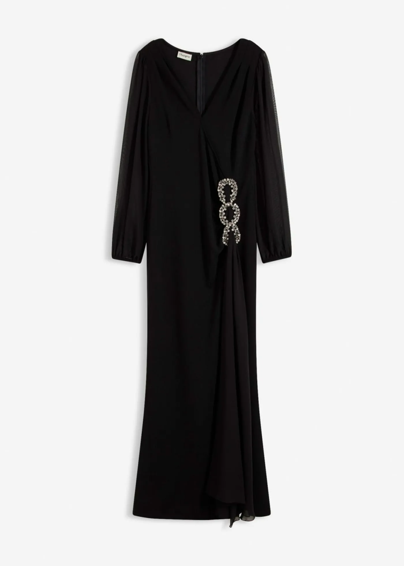 bonprix bonprix Vestido largo con aplicación de piedras brillantes Negro Outlet