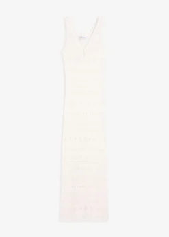 bonprix bonprix Vestido largo con aspecto de ganchillo Blanco lana Hot