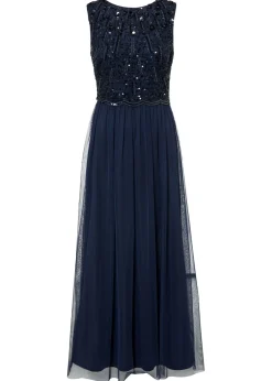 bonprix bonprix Vestido largo con bordado de lentejuelas Azul marino Best