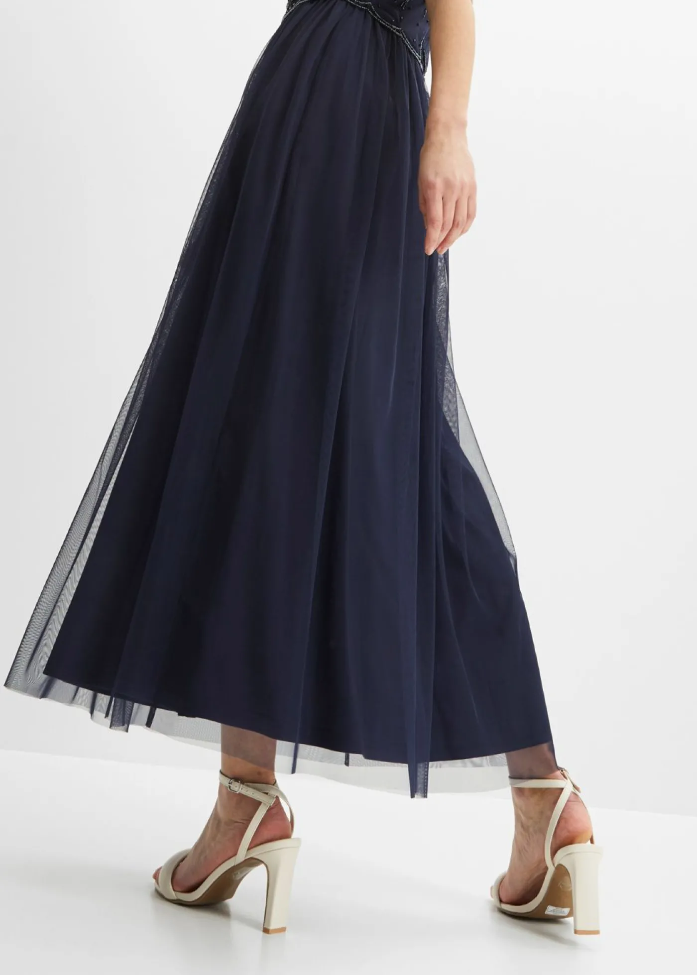 bonprix bonprix Vestido largo con bordado de lentejuelas Azul marino Best