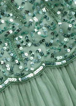 bonprix bonprix Vestido largo con bordado de lentejuelas Verde pastel Sale