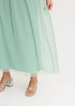 bonprix bonprix Vestido largo con bordado de lentejuelas Verde pastel Sale