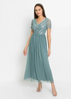 bonprix bonprix Vestido largo con bordado de lentejuelas petróleo ahumado Best