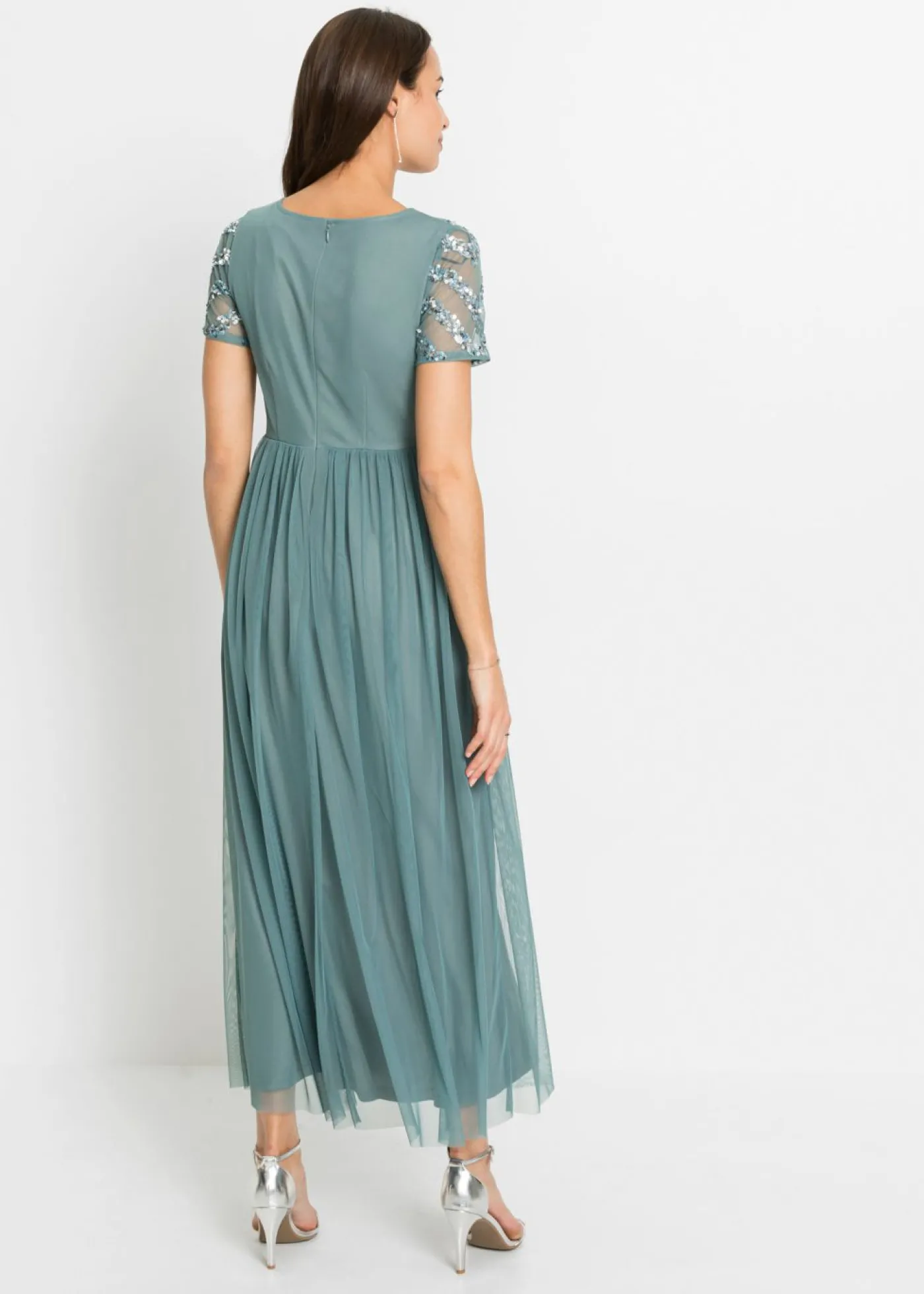 bonprix bonprix Vestido largo con bordado de lentejuelas petróleo ahumado Best