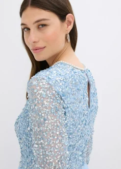 bonprix bonprix Vestido largo con bordado de lentejuelas azul pálido Outlet