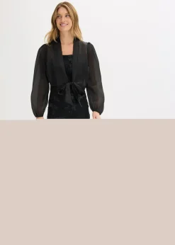 bonprix bonprix Vestido largo con bordado floral Negro Clearance