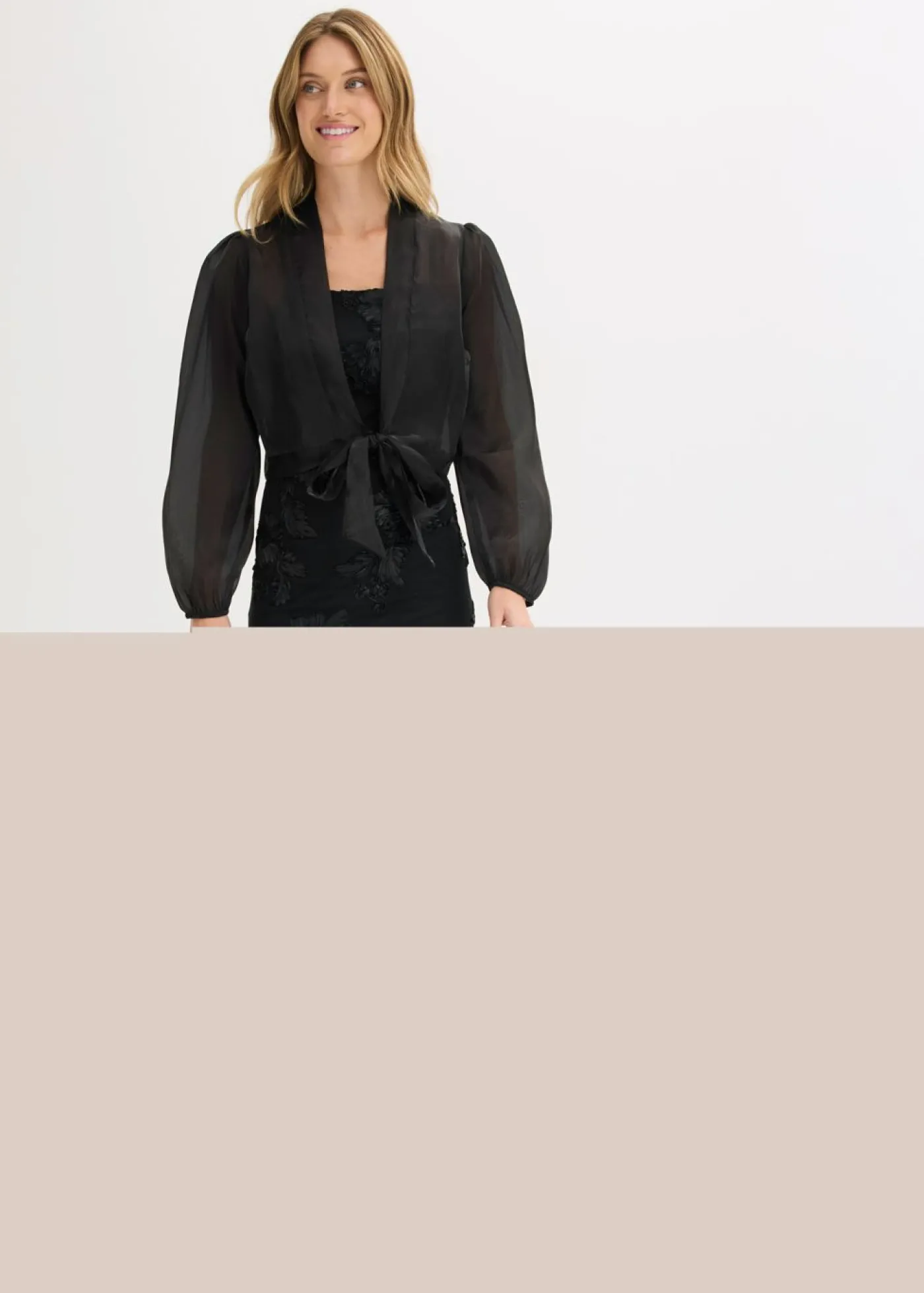 bonprix bonprix Vestido largo con bordado floral Negro Clearance