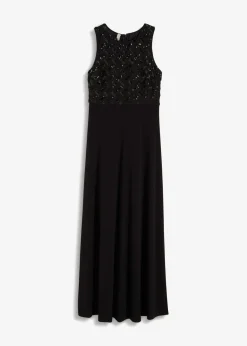 bonprix bonprix Vestido largo con bordado de lentejuelas Negro Online