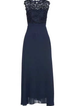 bonprix bonprix Vestido largo con encaje Azul marino Clearance