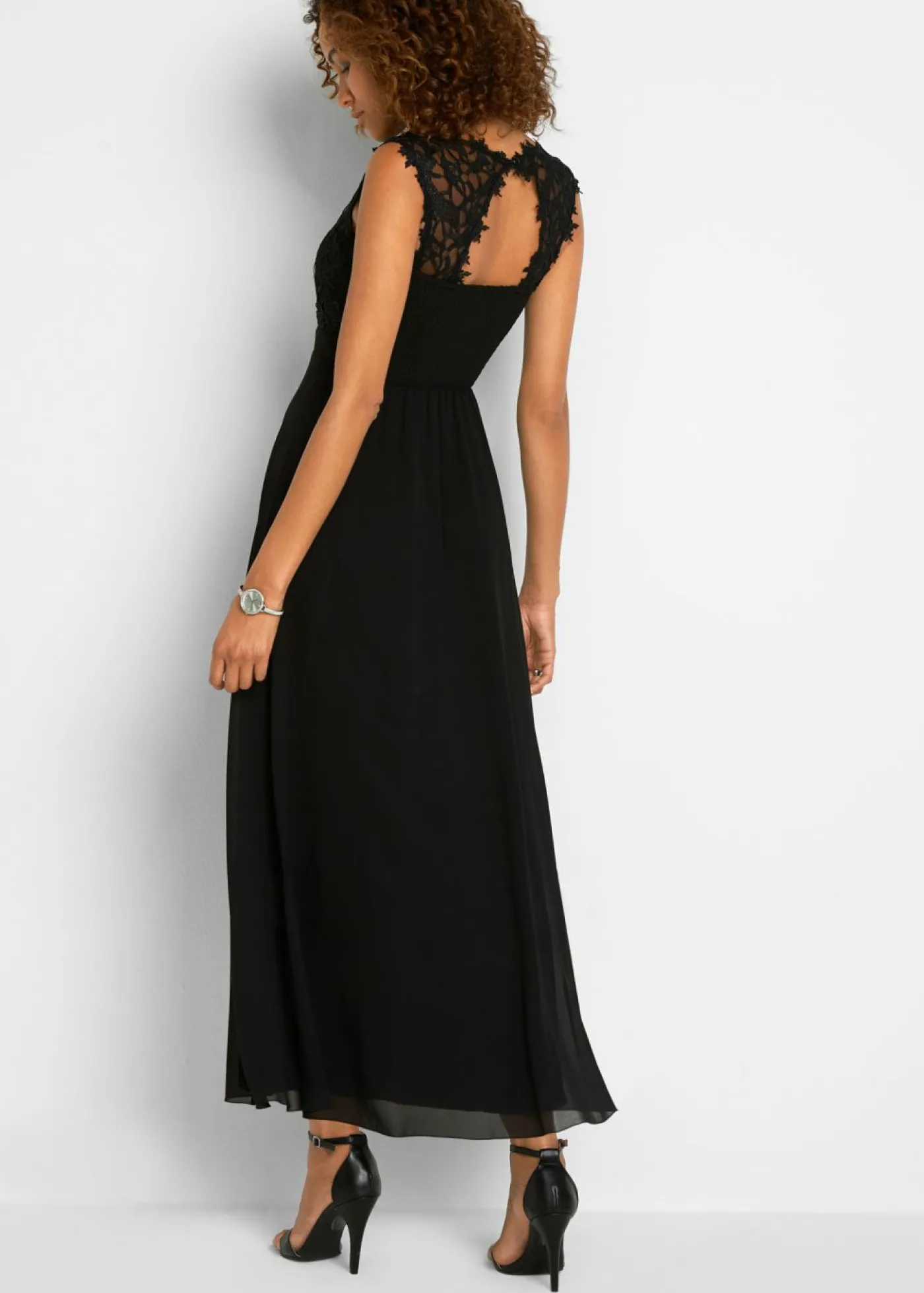 bonprix bonprix Vestido largo con encaje Negro Best