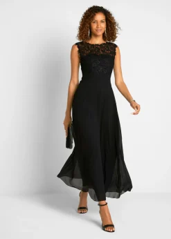 bonprix bonprix Vestido largo con encaje Negro Best