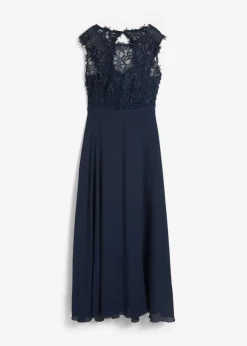 bonprix bonprix Vestido largo con encaje Azul marino Outlet