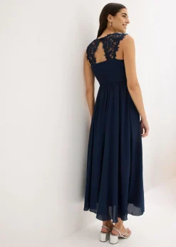 bonprix bonprix Vestido largo con encaje Azul marino Outlet