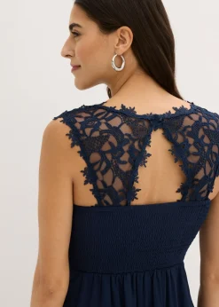 bonprix bonprix Vestido largo con encaje Azul marino Outlet