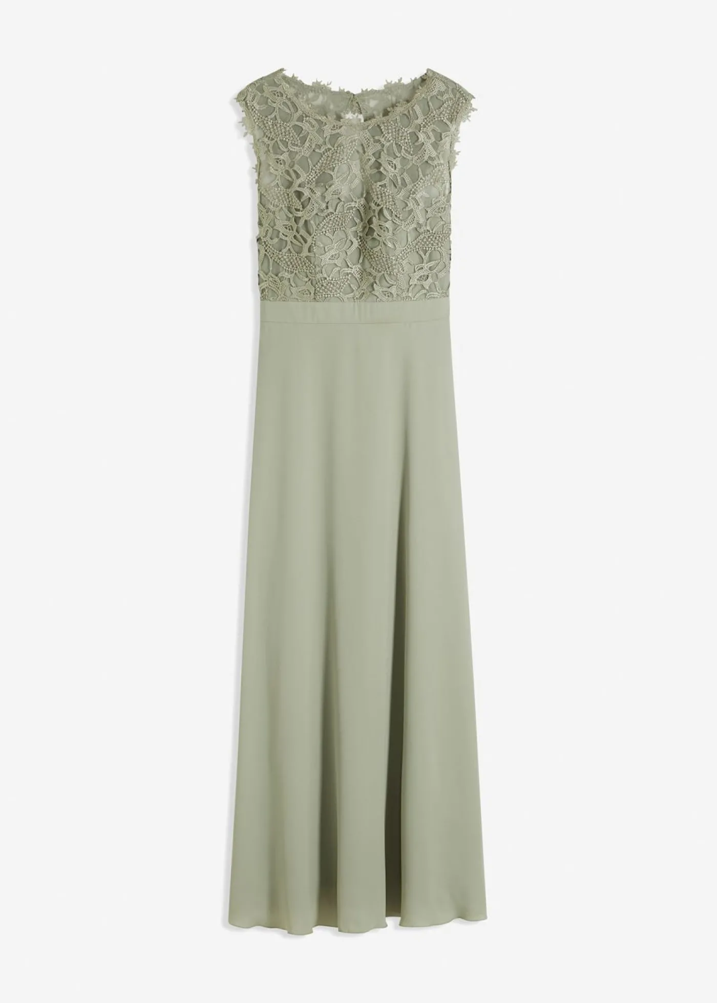 bonprix bonprix Vestido largo con encaje Verde alga Outlet