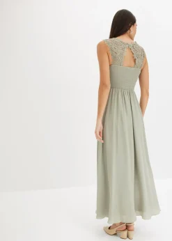 bonprix bonprix Vestido largo con encaje Verde alga Outlet