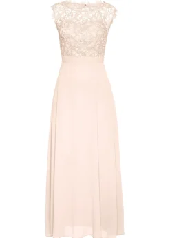 bonprix bonprix Vestido largo con encaje Rosa perla Outlet