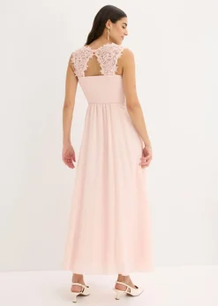 bonprix bonprix Vestido largo con encaje Rosa perla Outlet
