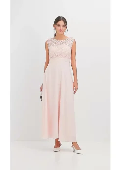 bonprix bonprix Vestido largo con encaje Rosa perla Outlet