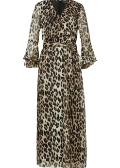 bonprix bonprix Vestido largo con estampado de leopardo Marrón claro/negro de leopardo