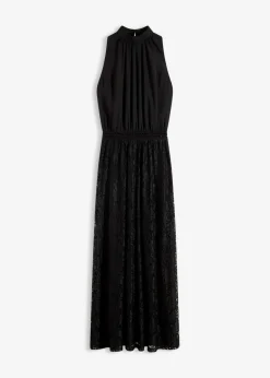 bonprix bonprix Vestido largo con falda de encaje Negro New