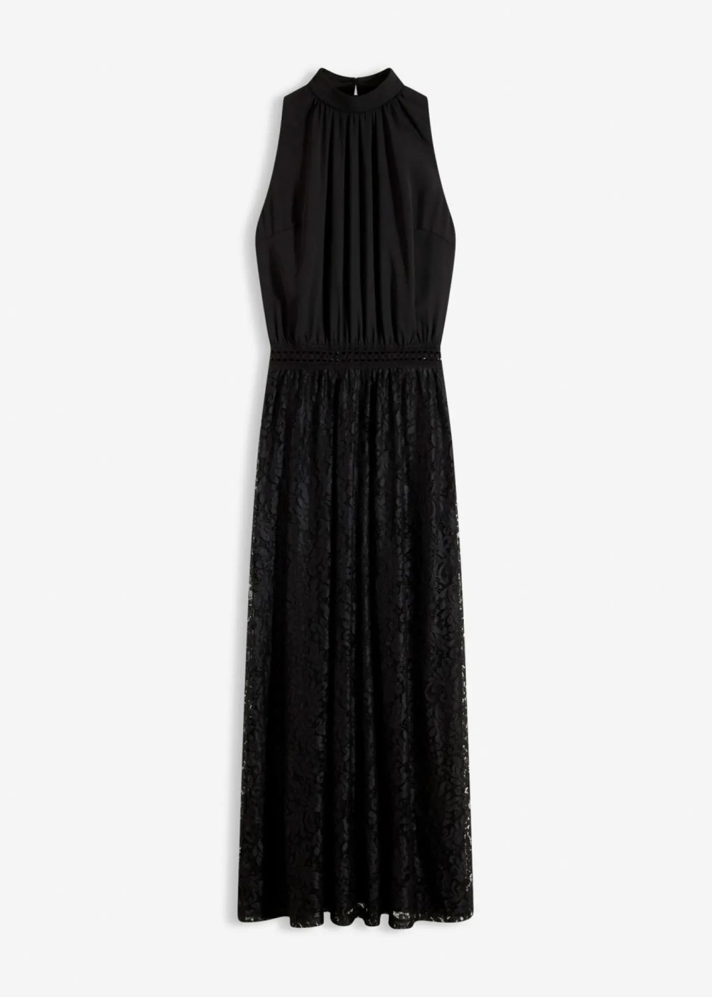 bonprix bonprix Vestido largo con falda de encaje Negro New