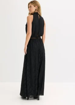 bonprix bonprix Vestido largo con falda de encaje Negro New