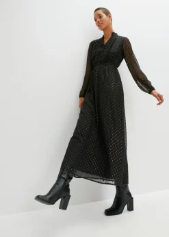bonprix bonprix Vestido largo con piedras brillantes Negro-oro Discount