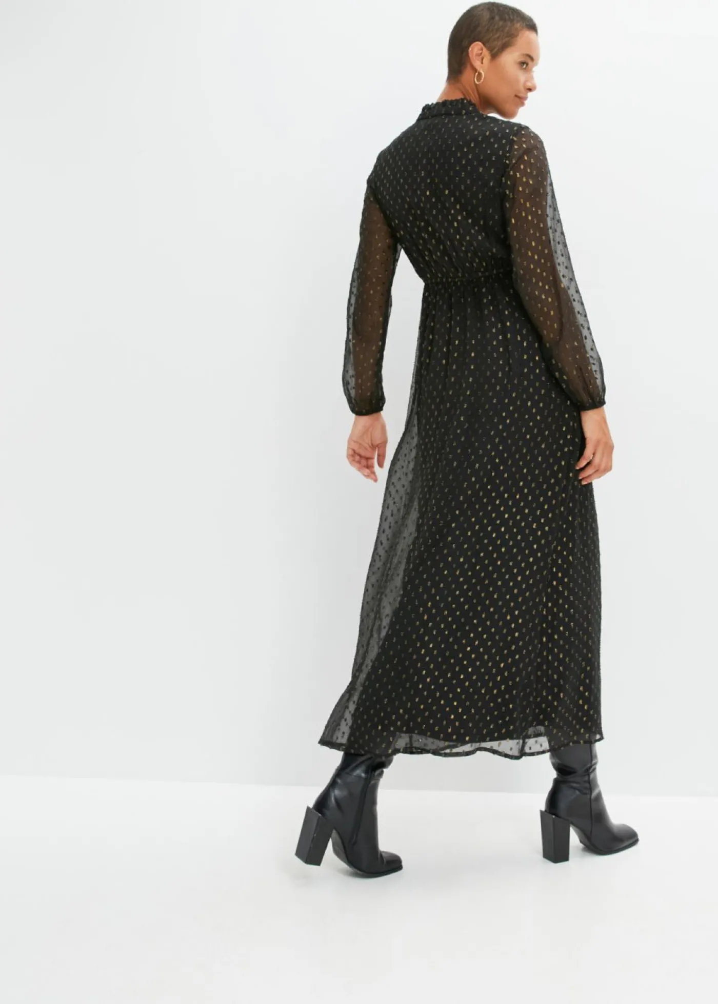 bonprix bonprix Vestido largo con piedras brillantes Negro-oro Discount