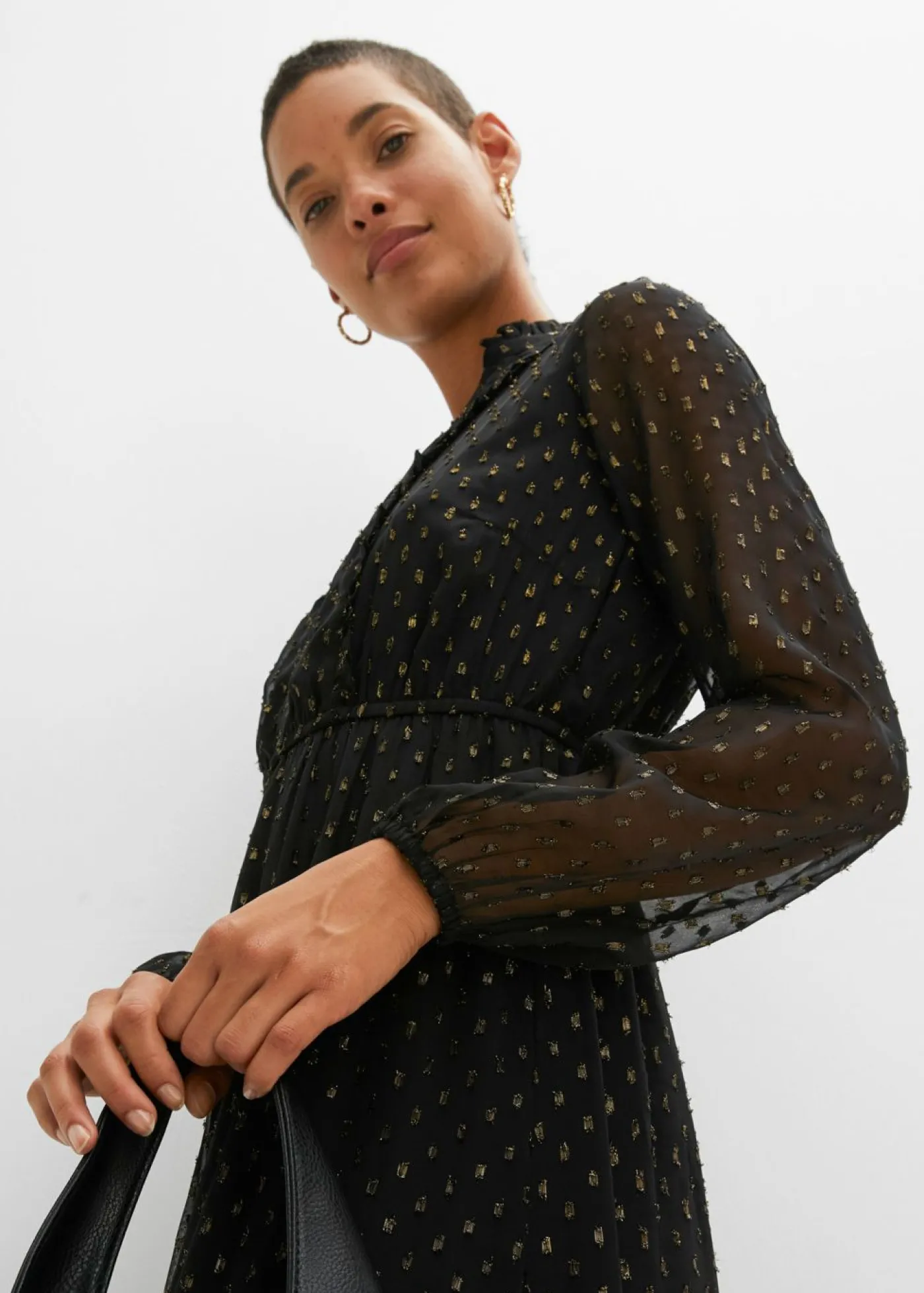 bonprix bonprix Vestido largo con piedras brillantes Negro-oro Discount