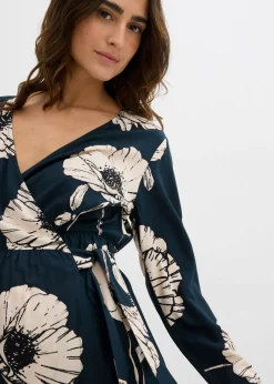 bonprix bonprix Vestido largo cruzado para durante y después del embarazo verde petróleo-negro-beige Sale