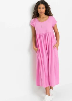 bonprix bonprix Vestido largo de algodón orgánico Rosa fucsia Discount