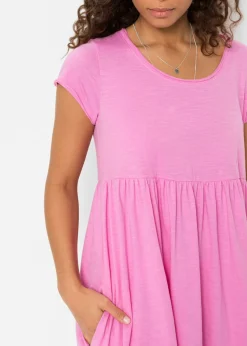bonprix bonprix Vestido largo de algodón orgánico Rosa fucsia Discount