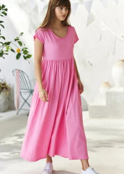 bonprix bonprix Vestido largo de algodón orgánico Rosa fucsia Discount